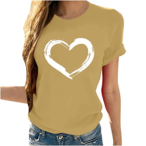 Masrin Damen T-Shirt Lässig Herzförmige Print Tank Tops Kurzarm Tunika Bluse mit O-Ausschnitt Masrin Damen T-Shirt Lässig Herzförmige Print Tank Tops Kurzarm Tunika Bluse mit O-Ausschnitt von Masrin
