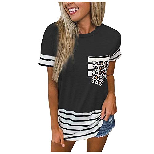 Masrin Damen Trendige Oberteile Sommer Tshirt Modisches Leoparden Streifen Patchwork T-Shirt Kurzärmlige Tee Tops mit Rundhals Bequem All-Match Tunika Bluse Sportshirt Laufshirt T Shirt Für Frauen Masrin Damen Trendige Oberteile Sommer Tshirt Modisches Leoparden Streifen Patchwork T-Shirt Kurzärmlige Tee Tops mit Rundhals Bequem All-Match Tunika Bluse Sportshirt Laufshirt T Shirt Für Frauen von Masrin