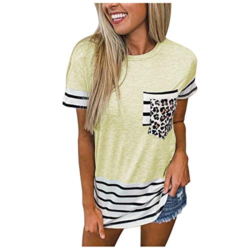 Masrin Damen Trendige Oberteile Sommer Tshirt Modisches Leoparden Streifen Patchwork T-Shirt Kurzärmlige Tee Tops mit Rundhals Bequem All-Match Tunika Bluse Sportshirt Laufshirt T Shirt Für Frauen Masrin Damen Trendige Oberteile Sommer Tshirt Modisches Leoparden Streifen Patchwork T-Shirt Kurzärmlige Tee Tops mit Rundhals Bequem All-Match Tunika Bluse Sportshirt Laufshirt T Shirt Für Frauen von Masrin