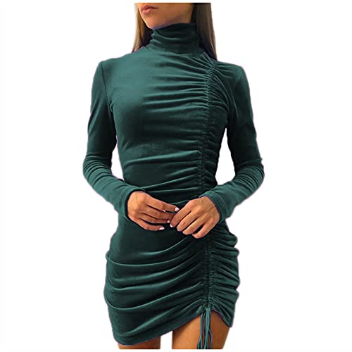 Masrin Etuikleid Damen Sexy einfarbiges Wickelkleid Rollkragen Langen Ärmeln Pulloverkleid Gerafftes Minikleid mit Kordelzug Enges figurbetontes Kleid Bleistiftkleid Clubkleid Partykleid Masrin Etuikleid Damen Sexy einfarbiges Wickelkleid Rollkragen Langen Ärmeln Pulloverkleid Gerafftes Minikleid mit Kordelzug Enges figurbetontes Kleid Bleistiftkleid Clubkleid Partykleid von Masrin