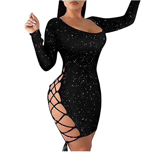 Masrin Etuikleid für Damen Sexy Bandage aushöhlen rückenfreies enges Kleid Kleid mit Schnürung und hohem Schlitz Modisches Clubkleid mit Leopardenmuster Figurbetontes Kleid mit Langen Ärmeln Masrin Etuikleid für Damen Sexy Bandage aushöhlen rückenfreies enges Kleid Kleid mit Schnürung und hohem Schlitz Modisches Clubkleid mit Leopardenmuster Figurbetontes Kleid mit Langen Ärmeln von Masrin