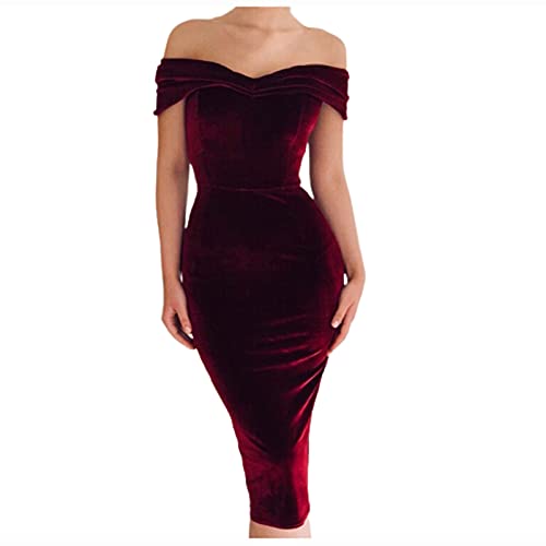 Masrin Etuikleid für Damen Sexy figurbetontes Kleid mit tiefem Schnitt Samt Bleistiftkleid Party Kleid Abendkleid Cocktailkleid Masrin Etuikleid für Damen Sexy figurbetontes Kleid mit tiefem Schnitt Samt Bleistiftkleid Party Kleid Abendkleid Cocktailkleid von Masrin