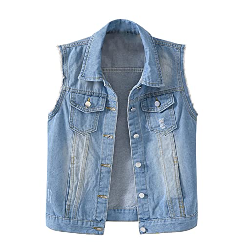 Masrin Jeansweste Damen Frühling Herbst Jeansjacke Einfarbiger Cropped Denim Mantel Ärmellose Umlegekragen Herbstjacke Kurze Motorradjacke Übergangsjacke Fahrradjacke Arbeitsjacke Biker Jacke Masrin Jeansweste Damen Frühling Herbst Jeansjacke Einfarbiger Cropped Denim Mantel Ärmellose Umlegekragen Herbstjacke Kurze Motorradjacke Übergangsjacke Fahrradjacke Arbeitsjacke Biker Jacke von Masrin