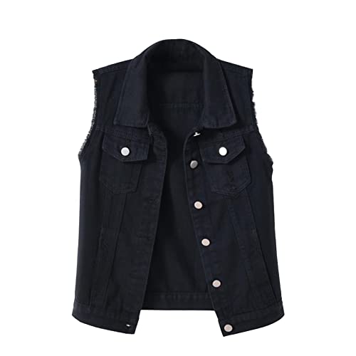 Masrin Jeansweste Damen Frühling Herbst Jeansjacke Einfarbiger Cropped Denim Mantel Ärmellose Umlegekragen Herbstjacke Kurze Motorradjacke Übergangsjacke Fahrradjacke Arbeitsjacke Biker Jacke Masrin Jeansweste Damen Frühling Herbst Jeansjacke Einfarbiger Cropped Denim Mantel Ärmellose Umlegekragen Herbstjacke Kurze Motorradjacke Übergangsjacke Fahrradjacke Arbeitsjacke Biker Jacke von Masrin