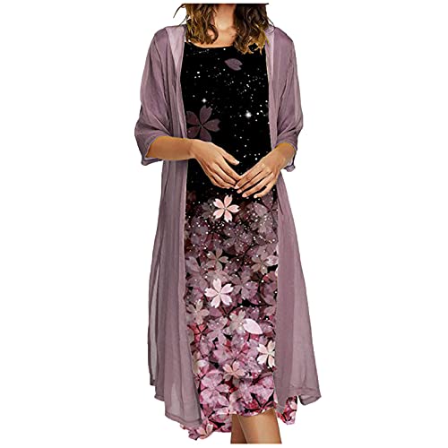 Masrin Kleider Anzug Damen Böhmisches Blumendruck langes Kleid zweiteiliges Set Ärmelloses Trägerkleid + Einfarbig Langarm Chiffon Strickjacke Feiertags Strandkleid Sommerkleid Elegante Partykleid Masrin Kleider Anzug Damen Böhmisches Blumendruck langes Kleid zweiteiliges Set Ärmelloses Trägerkleid + Einfarbig Langarm Chiffon Strickjacke Feiertags Strandkleid Sommerkleid Elegante Partykleid von Masrin