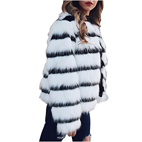 Masrin Kunstpelzmantel Damen Kurz Temperament Streifen Wintermantel Pelzige Winterjacke Straßen Hipster Imitation Pelzmantel Kragenloses Langarmshirt Herbstjacke Übergangsjacke Masrin Kunstpelzmantel Damen Kurz Temperament Streifen Wintermantel Pelzige Winterjacke Straßen Hipster Imitation Pelzmantel Kragenloses Langarmshirt Herbstjacke Übergangsjacke von Masrin