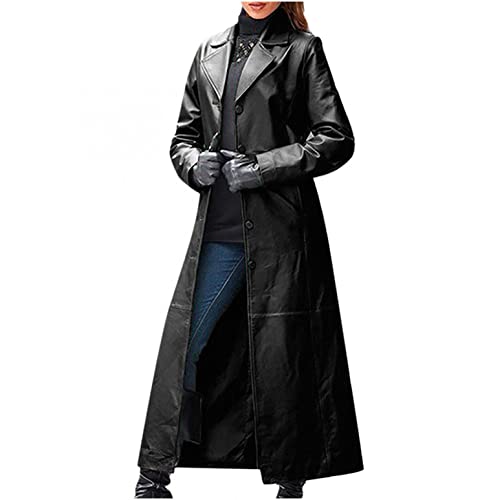 Masrin Langer Trenchcoat Damen Imitation PU Cardigan Verlängerung Ledermantel Windjacke Revers Langarmshirts Einreihige Strickjacke Bluse mit offenem Stich Übergangsjacke Wintermantel Winterjacke Masrin Langer Trenchcoat Damen Imitation PU Cardigan Verlängerung Ledermantel Windjacke Revers Langarmshirts Einreihige Strickjacke Bluse mit offenem Stich Übergangsjacke Wintermantel Winterjacke von Masrin