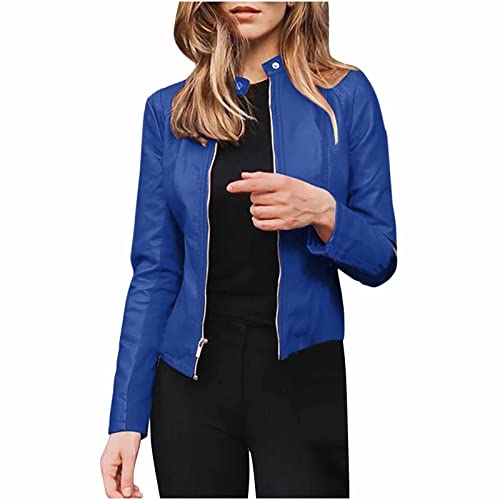 Masrin Lederjacke Damen Bomberjacke Übergangsjacke für Sommer Herbst Revers Langarm Sommerjacke Leichte Bikerjacke Sweatjacke mit Reißverschluss Laufjacke SoftshelljJacke Trainingsjacke Streetwear Masrin Lederjacke Damen Bomberjacke Übergangsjacke für Sommer Herbst Revers Langarm Sommerjacke Leichte Bikerjacke Sweatjacke mit Reißverschluss Laufjacke SoftshelljJacke Trainingsjacke Streetwear von Masrin