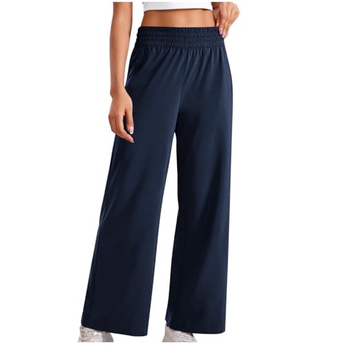 Masrin Palazzo Hose Damen Einfarbig Sportliche Freizeithose mit Elastischem Bund und Seitentaschen Locker Sommerhose Weitem Bein Hosen Weich und bequem Stoffhose Laufhose Sporthose Jogginghose Masrin Palazzo Hose Damen Einfarbig Sportliche Freizeithose mit Elastischem Bund und Seitentaschen Locker Sommerhose Weitem Bein Hosen Weich und bequem Stoffhose Laufhose Sporthose Jogginghose von Masrin