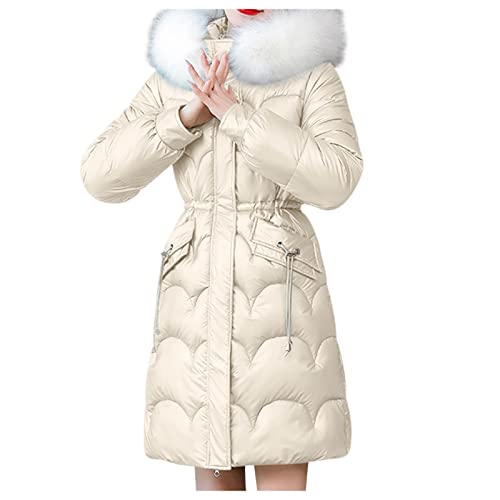 Masrin Parka Damen Lang Glänzende Daunenjacke Einfarbige Steppjacke Stehkragen Daunenmantel Tunika Winterjacke Übergangsjacke mit Reißverschluss Wintermantel Trenchcoat Windbreaker Bomberjacke von Masrin