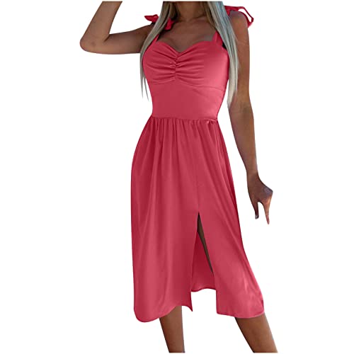 Masrin Partykleid Damen Modisches einfarbiges Midikleid Ärmelloses Trägerkleid Skaterkleid mit Empire-Taille Fließendes Kleider in A-Linie Ballkleid mit Schlitz Urlaub Strandkleid Sommerkleid Masrin Partykleid Damen Modisches einfarbiges Midikleid Ärmelloses Trägerkleid Skaterkleid mit Empire-Taille Fließendes Kleider in A-Linie Ballkleid mit Schlitz Urlaub Strandkleid Sommerkleid von Masrin