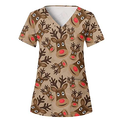 Masrin Pflege Tunika Damen Tshirt Weihnachten Druck Pflege Pullover Kurzarm V-Ausschnitt T-Shirt Schlupfhemd Christmas Bluse Schlupfkasack Krankenschwester Kleidung Arbeitsuniform Masrin Pflege Tunika Damen Tshirt Weihnachten Druck Pflege Pullover Kurzarm V-Ausschnitt T-Shirt Schlupfhemd Christmas Bluse Schlupfkasack Krankenschwester Kleidung Arbeitsuniform von Masrin