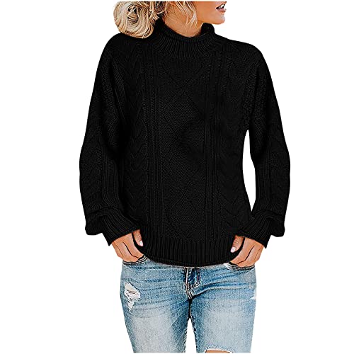 Masrin Pullover Damen Einfarbig Rollkragenpullover Zopfmuster Strickpullover Langarm Strickoberteile Herbst Winter Sweater Sweatshirt Elastisch locker Strickpulli Warm Gestrickter Jumper Tops Masrin Pullover Damen Einfarbig Rollkragenpullover Zopfmuster Strickpullover Langarm Strickoberteile Herbst Winter Sweater Sweatshirt Elastisch locker Strickpulli Warm Gestrickter Jumper Tops von Masrin