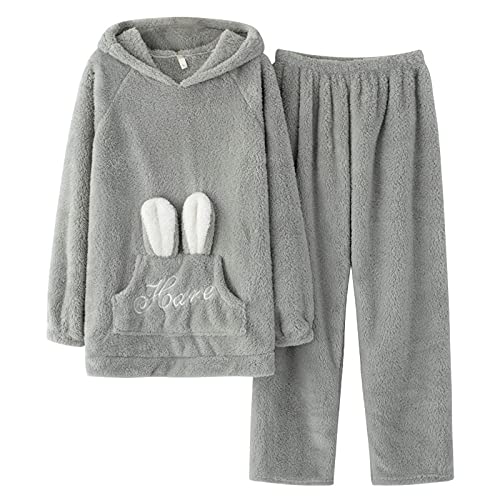 Masrin Pyjama Set für Paare Damen Herren Plüsch Nachtwäsche Anzug Warme Winter Fleece Nachtwäsche Langarm Sweatshirt mit Kapuze +Hose Cartoon süße Homewear Masrin Pyjama Set für Paare Damen Herren Plüsch Nachtwäsche Anzug Warme Winter Fleece Nachtwäsche Langarm Sweatshirt mit Kapuze +Hose Cartoon süße Homewear von Masrin