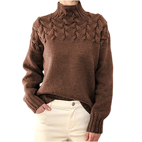 Masrin Rollkragenpullover Damen Elegante Einfarbiger Strickpullover Langarmshirt Pulli Herbst Winter Warmes Sweatshirt Stricken Grob Gestrickter Pullover Elastisch locker Strickoberteile Sweater Masrin Rollkragenpullover Damen Elegante Einfarbiger Strickpullover Langarmshirt Pulli Herbst Winter Warmes Sweatshirt Stricken Grob Gestrickter Pullover Elastisch locker Strickoberteile Sweater von Masrin