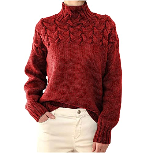 Masrin Rollkragenpullover Damen Elegante Einfarbiger Strickpullover Langarmshirt Pulli Herbst Winter Warmes Sweatshirt Stricken Grob Gestrickter Pullover Elastisch locker Strickoberteile Sweater Masrin Rollkragenpullover Damen Elegante Einfarbiger Strickpullover Langarmshirt Pulli Herbst Winter Warmes Sweatshirt Stricken Grob Gestrickter Pullover Elastisch locker Strickoberteile Sweater von Masrin