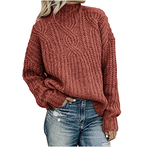 Masrin Rollkragenpullover Damen Lässige Einfarbige Strickoberteile Grob Gestrickter Pullover Hohem Kragen Langarm Sweater Sweatshirt Herbst Winter Warmer Pullover Basic Shirt Lockere Blusentops Masrin Rollkragenpullover Damen Lässige Einfarbige Strickoberteile Grob Gestrickter Pullover Hohem Kragen Langarm Sweater Sweatshirt Herbst Winter Warmer Pullover Basic Shirt Lockere Blusentops von Masrin