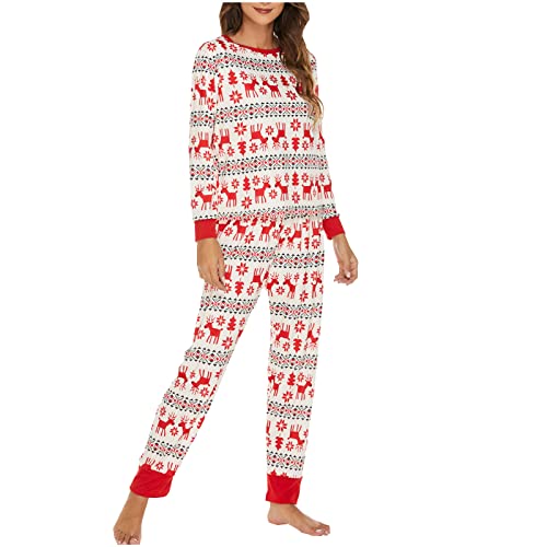 Masrin Schlafanzug Set Damen Weihnachts Nachtwäsche Anzug Zweiteiler Langarmshirt mit Rentier Kariertes Druck + Langer Hosen Outfit Christmas Loungewear Trainingsanzug S XL Masrin Schlafanzug Set Damen Weihnachts Nachtwäsche Anzug Zweiteiler Langarmshirt mit Rentier Kariertes Druck + Langer Hosen Outfit Christmas Loungewear Trainingsanzug S XL von Masrin