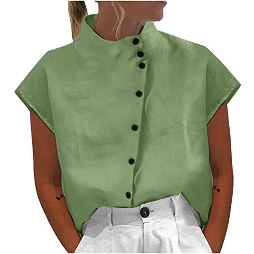 Masrin Stehkragenbluse für Damen Vintage Baumwoll Leinen Oberteile Einfarbiges Hemd Button Down Bluse Sommer Kurzarm Hemdbluse Lockeres Freizeithemd Urlaub Strand Shirts Sommershirt Leinenbluse Masrin Stehkragenbluse für Damen Vintage Baumwoll Leinen Oberteile Einfarbiges Hemd Button Down Bluse Sommer Kurzarm Hemdbluse Lockeres Freizeithemd Urlaub Strand Shirts Sommershirt Leinenbluse von Masrin