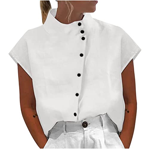 Masrin Stehkragenbluse für Damen Vintage Baumwoll Leinen Oberteile Einfarbiges Hemd Button Down Bluse Sommer Kurzarm Hemdbluse Lockeres Freizeithemd Urlaub Strand Shirts Sommershirt Leinenbluse Masrin Stehkragenbluse für Damen Vintage Baumwoll Leinen Oberteile Einfarbiges Hemd Button Down Bluse Sommer Kurzarm Hemdbluse Lockeres Freizeithemd Urlaub Strand Shirts Sommershirt Leinenbluse von Masrin