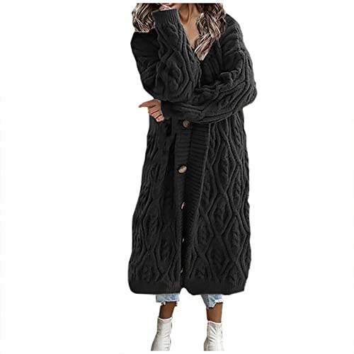 Masrin Strickjacke Damen Lang Grob Gestrickter Pullover Unterm Knie Strickmantel Einfarbiger Sweater Einreihige Cardigan Strickpullover Strickpulli Übergangsjacke Winterjacke Trenchcoat Windbreaker Masrin Strickjacke Damen Lang Grob Gestrickter Pullover Unterm Knie Strickmantel Einfarbiger Sweater Einreihige Cardigan Strickpullover Strickpulli Übergangsjacke Winterjacke Trenchcoat Windbreaker von Masrin