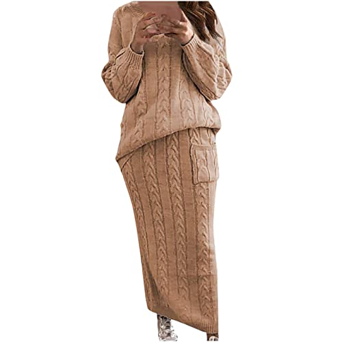Masrin Strickkleider Set Damen Einfarbiger Pullover mit Zopfmuster zweiteilig Strick Langarm Sweatshirt + Strickrock Anzug Warmes Winter Pullover Set Masrin Strickkleider Set Damen Einfarbiger Pullover mit Zopfmuster zweiteilig Strick Langarm Sweatshirt + Strickrock Anzug Warmes Winter Pullover Set von Masrin