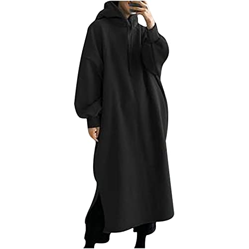 Masrin Sweatshirtkleid Damen Übergroßes Pulloverkleid mit Kapuze Herbst Kleid Winterkleid Knöchellanges Etuikleid mit Schlitz Bequeme Langarmkleider Masrin Sweatshirtkleid Damen Übergroßes Pulloverkleid mit Kapuze Herbst Kleid Winterkleid Knöchellanges Etuikleid mit Schlitz Bequeme Langarmkleider von Masrin