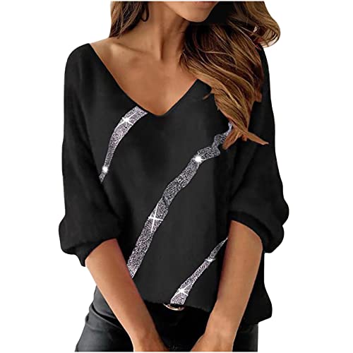 Masrin Trendige Oberteile Damen Lässiger Pullover mit Federdruck Tunika Tops mit V Ausschnitt und Langen Ärmeln Frühlings Fall Leicht Langarmshirts Lockere Bequeme Bluse Masrin Trendige Oberteile Damen Lässiger Pullover mit Federdruck Tunika Tops mit V Ausschnitt und Langen Ärmeln Frühlings Fall Leicht Langarmshirts Lockere Bequeme Bluse von Masrin