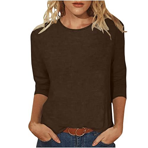 Masrin Tshirt Damen 3/4-Ärmeln T-Shirt Oberteile Lässiger Einfarbiges Pullover O-Ausschnitt Dreiviertel Ärmeln Pulli Tops Sommer Herbst Basic Shirt Lockere All-Match Tunika Bluse Blusenshirt Masrin Tshirt Damen 3/4-Ärmeln T-Shirt Oberteile Lässiger Einfarbiges Pullover O-Ausschnitt Dreiviertel Ärmeln Pulli Tops Sommer Herbst Basic Shirt Lockere All-Match Tunika Bluse Blusenshirt von Masrin