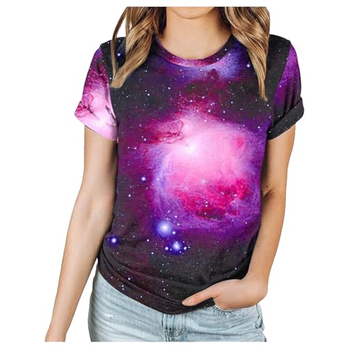 Masrin Tshirt Damen Bunt Galaxie Drucken Oberteile Frühlings Sommer Basic Shirt Mystery Planet Universum Motiv Bluse Rundhals Kurzarm Sommershirt Loose Fit Pulli Tops All-Match Tunika Shirts Masrin Tshirt Damen Bunt Galaxie Drucken Oberteile Frühlings Sommer Basic Shirt Mystery Planet Universum Motiv Bluse Rundhals Kurzarm Sommershirt Loose Fit Pulli Tops All-Match Tunika Shirts von Masrin