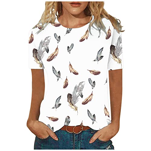 Masrin Tshirt Damen Sommer Trendige Oberteile Vintage 3D Blumen Druck T-Shirt Kurzärmlige Tee Tops mit O-Ausschnitt Basic Shirt All-Match Tunika Bluse Bequem Sportshirt Laufshirt T-Shirts für Party Masrin Tshirt Damen Sommer Trendige Oberteile Vintage 3D Blumen Druck T-Shirt Kurzärmlige Tee Tops mit O-Ausschnitt Basic Shirt All-Match Tunika Bluse Bequem Sportshirt Laufshirt T-Shirts für Party von Masrin