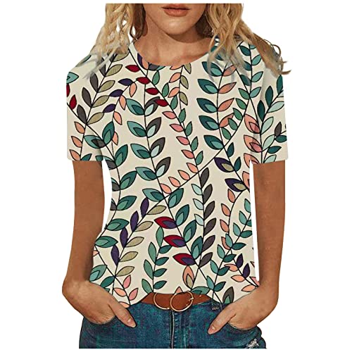 Masrin Tshirt Damen Sommer Trendige Oberteile Vintage 3D Blumen Druck T-Shirt Kurzärmlige Tee Tops mit O-Ausschnitt Basic Shirt All-Match Tunika Bluse Bequem Sportshirt Laufshirt T-Shirts für Party Masrin Tshirt Damen Sommer Trendige Oberteile Vintage 3D Blumen Druck T-Shirt Kurzärmlige Tee Tops mit O-Ausschnitt Basic Shirt All-Match Tunika Bluse Bequem Sportshirt Laufshirt T-Shirts für Party von Masrin