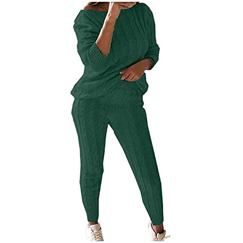 Masrin Warme Loungewear Damen Winter einfarbig gestricktes Set Langarm Pullover mit Rundhalsausschnitt + Strickhose Thermo Nachtwäsche Babypuppen Negligés Pyjama Set Masrin Warme Loungewear Damen Winter einfarbig gestricktes Set Langarm Pullover mit Rundhalsausschnitt + Strickhose Thermo Nachtwäsche Babypuppen Negligés Pyjama Set von Masrin
