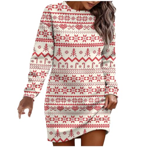 Masrin Weihnachtskleid Damen Kurz Elegantes Sweatkleid Herbst Winter Pulloverkleid Rundhals Langarm Etuikleid Weihnachtsbaum Schneeflocken Druck Minikleid Sweatshirt ohne Kapuze Locker Long Pullover Masrin Weihnachtskleid Damen Kurz Elegantes Sweatkleid Herbst Winter Pulloverkleid Rundhals Langarm Etuikleid Weihnachtsbaum Schneeflocken Druck Minikleid Sweatshirt ohne Kapuze Locker Long Pullover von Masrin