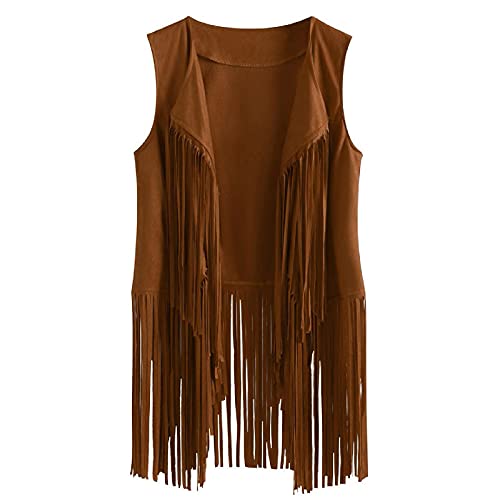 Masrin Wildlederweste Damen Ethnischen Stil Quasten Weste Ärmelloser Mantel mit Fransen Vintage einfarbig Wildleder Mantel Knopflose Cardigan Bluse Sommerjacke Herbstjacke Masrin Wildlederweste Damen Ethnischen Stil Quasten Weste Ärmelloser Mantel mit Fransen Vintage einfarbig Wildleder Mantel Knopflose Cardigan Bluse Sommerjacke Herbstjacke von Masrin