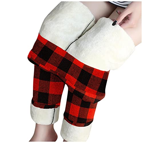 Masrin Winter Sherpa Fleece gefütterte Leggings für Damen Klassischer Karierter Druck Basishosen Stretch Thermohose mit hohem Bund Dicke Plüsch Warme Leggins Yogahose Sportshose Thermo Strumpfhose Masrin Winter Sherpa Fleece gefütterte Leggings für Damen Klassischer Karierter Druck Basishosen Stretch Thermohose mit hohem Bund Dicke Plüsch Warme Leggins Yogahose Sportshose Thermo Strumpfhose von Masrin