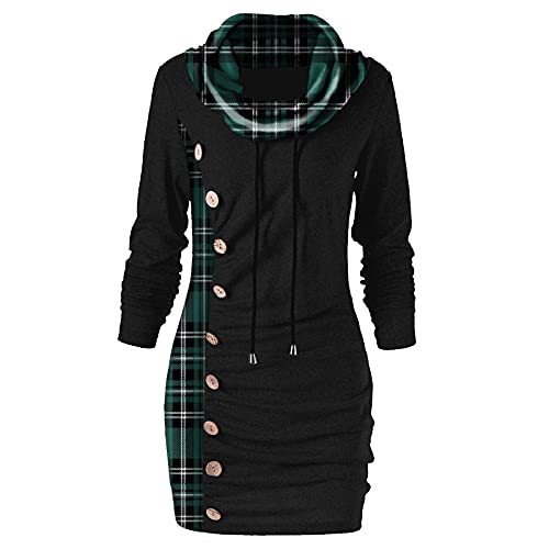 Minikleid Damen Lässiges Pulloverkleid mit karierten Nähten Langärmliges Sweatshirt Kleid mit Latzkragen Etuikleid mit Knopfdekor Figurbetontes Kleid mit Kordelzug Eng anliegendes Kleid Party Kleid Minikleid Damen Lässiges Pulloverkleid mit karierten Nähten Langärmliges Sweatshirt Kleid mit Latzkragen Etuikleid mit Knopfdekor Figurbetontes Kleid mit Kordelzug Eng anliegendes Kleid Party Kleid von Masrin