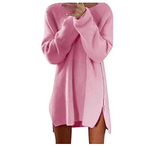 Minikleid Damen Modisches einfarbiges Plüsch Kleid Winter Sweatshirtkleid Etuikleid mit O Ausschnitt und langen Ärmeln Pulloverkleid mit seitlichem Reißverschluss und Schlitz Warmes Fleecekleid Minikleid Damen Modisches einfarbiges Plüsch Kleid Winter Sweatshirtkleid Etuikleid mit O Ausschnitt und langen Ärmeln Pulloverkleid mit seitlichem Reißverschluss und Schlitz Warmes Fleecekleid von Masrin