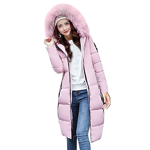 Parka Damen Winter Warm Thicken Daunenjacke Mantel mit Pelzkragen und Kapuze Modischer einfarbiger dünner Mantel Knielange Lange Oberbekleidung Steppjacke Thermische Windjacke Parka Damen Winter Warm Thicken Daunenjacke Mantel mit Pelzkragen und Kapuze Modischer einfarbiger dünner Mantel Knielange Lange Oberbekleidung Steppjacke Thermische Windjacke von Masrin