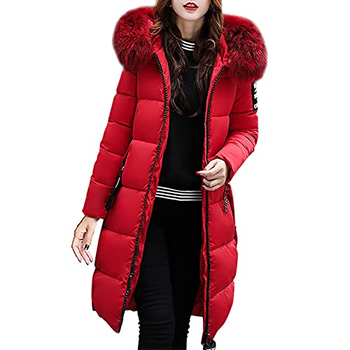 Parka Damen Winter Warm Thicken Daunenjacke Mantel mit Pelzkragen und Kapuze Modischer einfarbiger dünner Mantel Knielange Lange Oberbekleidung Steppjacke Thermische Windjacke Parka Damen Winter Warm Thicken Daunenjacke Mantel mit Pelzkragen und Kapuze Modischer einfarbiger dünner Mantel Knielange Lange Oberbekleidung Steppjacke Thermische Windjacke von Masrin