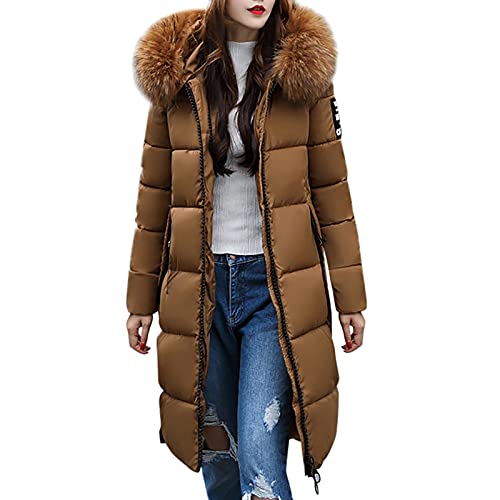 Parka Damen Winter Warm Thicken Daunenjacke Mantel mit Pelzkragen und Kapuze Modischer einfarbiger dünner Mantel Knielange Lange Oberbekleidung Steppjacke Thermische Windjacke Parka Damen Winter Warm Thicken Daunenjacke Mantel mit Pelzkragen und Kapuze Modischer einfarbiger dünner Mantel Knielange Lange Oberbekleidung Steppjacke Thermische Windjacke von Masrin