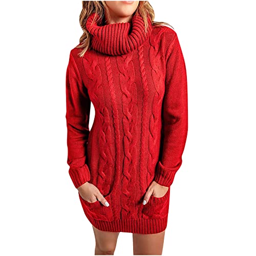 Pulloverkleid Damen Strickkleid mit Rollkragen Kabel Gestrickt Minikleid Grob Gestricktes Wickelkleid Sexy Einfarbiges Etuikleid mit Taschen Strick Sweater Kleider Warmer Winterkleid Pulloverkleid Damen Strickkleid mit Rollkragen Kabel Gestrickt Minikleid Grob Gestricktes Wickelkleid Sexy Einfarbiges Etuikleid mit Taschen Strick Sweater Kleider Warmer Winterkleid von Masrin