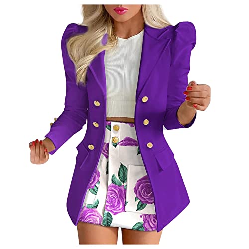 Rock & Blazer Kombination Damen Temperament Business Anzug Set zweiteilig Professionelle Kleidung für Bürodamen OL Pendler Kostüm Einfarbiger Blazer + Minirock Zweireihige Anzugjacke Anzug Mantel Rock & Blazer Kombination Damen Temperament Business Anzug Set zweiteilig Professionelle Kleidung für Bürodamen OL Pendler Kostüm Einfarbiger Blazer + Minirock Zweireihige Anzugjacke Anzug Mantel von Masrin