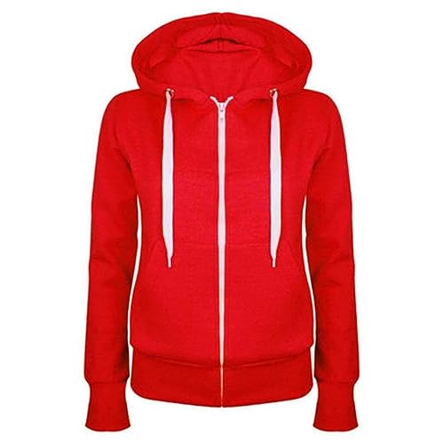 Sweatjacke Damen Full Zip Übergangsjacke Einfarbig Hoodie Sweatshirt Mantel Leicht taillierte College Jacke mit Kapuze Baumwolle Sportjacke Trainingsjacke Sweatshirtjacke Kapuzenjacke von Masrin