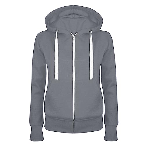 Sweatjacke Damen Full Zip Übergangsjacke Einfarbig Hoodie Sweatshirt Mantel Leicht taillierte College Jacke mit Kapuze Baumwolle Sportjacke Trainingsjacke Sweatshirtjacke Kapuzenjacke Sweatjacke Damen Full Zip Übergangsjacke Einfarbig Hoodie Sweatshirt Mantel Leicht taillierte College Jacke mit Kapuze Baumwolle Sportjacke Trainingsjacke Sweatshirtjacke Kapuzenjacke von Masrin