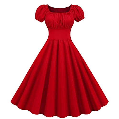 Swingkleid Damen 50er Rockabilly Petticoatkleid Retro Einfarbiges A-Linie Kleid Quadratischer Hals Puffärmel Sommerkleid Tunikakleid Kniehohes Ballkleid Mittelalterliches Cocktailkleid Partykleid Swingkleid Damen 50er Rockabilly Petticoatkleid Retro Einfarbiges A-Linie Kleid Quadratischer Hals Puffärmel Sommerkleid Tunikakleid Kniehohes Ballkleid Mittelalterliches Cocktailkleid Partykleid von Masrin