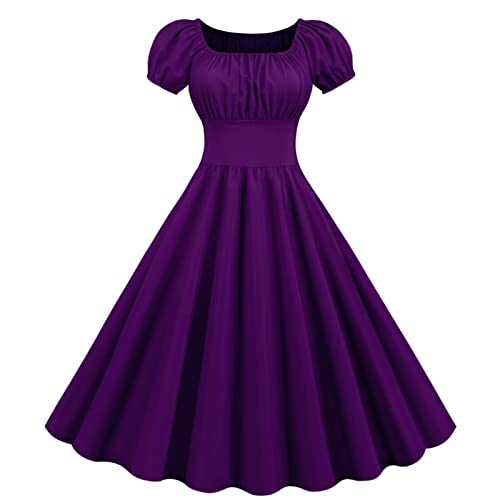 Swingkleid Damen 50er Rockabilly Petticoatkleid Retro Einfarbiges A-Linie Kleid Quadratischer Hals Puffärmel Sommerkleid Tunikakleid Kniehohes Ballkleid Mittelalterliches Cocktailkleid Partykleid Swingkleid Damen 50er Rockabilly Petticoatkleid Retro Einfarbiges A-Linie Kleid Quadratischer Hals Puffärmel Sommerkleid Tunikakleid Kniehohes Ballkleid Mittelalterliches Cocktailkleid Partykleid von Masrin
