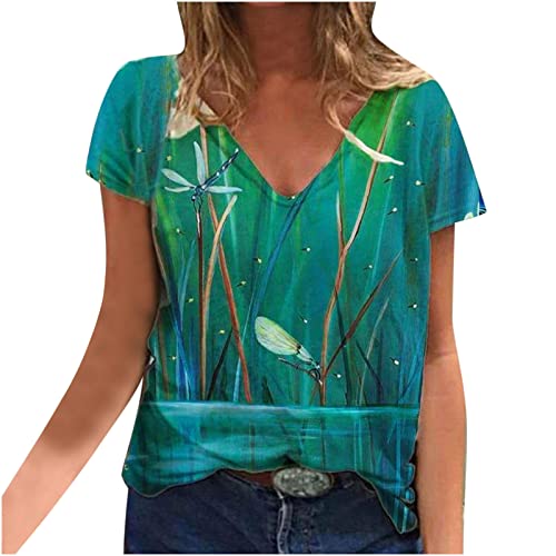 Trendige Oberteile Damen Sommer Tshirt Modisches 3D Blumen Druck T-shirt V-ausschnitt Kurzärmlige Tee Tops Basic Top All-Match Bluse Shirt Locker Freizeit Pullover T-Shirts für Party Streetwear Trendige Oberteile Damen Sommer Tshirt Modisches 3D Blumen Druck T-shirt V-ausschnitt Kurzärmlige Tee Tops Basic Top All-Match Bluse Shirt Locker Freizeit Pullover T-Shirts für Party Streetwear von Masrin