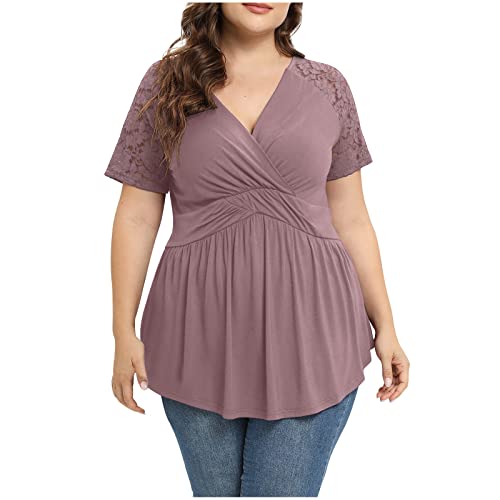 Trendige Tshirt Damen Spitzennähte Oberteile Casual einfarbiges T-Shirt V-Ausschnitt Kurzärmlige Basic Tops All-Match Tunika Bluse Lose Shirt Freizeit Pullover Laufshirt Teenager Mädchen T-Shirts Trendige Tshirt Damen Spitzennähte Oberteile Casual einfarbiges T-Shirt V-Ausschnitt Kurzärmlige Basic Tops All-Match Tunika Bluse Lose Shirt Freizeit Pullover Laufshirt Teenager Mädchen T-Shirts von Masrin
