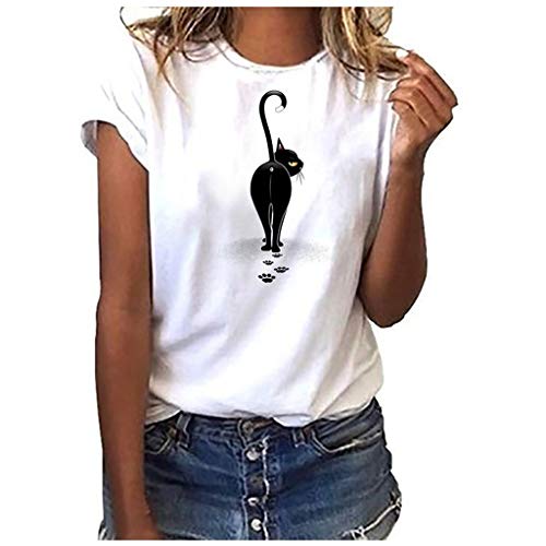 Tshirt Damen Lässige Elektrokardiogramm Druck Oberteile Herzschlagkurve Pullover T-shirt Einfarbiges Basic Shirt Rundhals Kurzarm Sommer Tops Lockere All-Match Tunika Bluse Laufshirt Sportshirt Tshirt Damen Lässige Elektrokardiogramm Druck Oberteile Herzschlagkurve Pullover T-shirt Einfarbiges Basic Shirt Rundhals Kurzarm Sommer Tops Lockere All-Match Tunika Bluse Laufshirt Sportshirt von Masrin